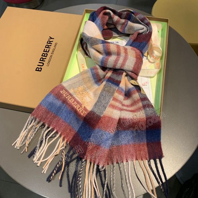 Burberry圍巾 海外專櫃 最新男士女士情侶羊絨圍巾 巴寶莉經典條紋圖案長圍巾  llwj6400